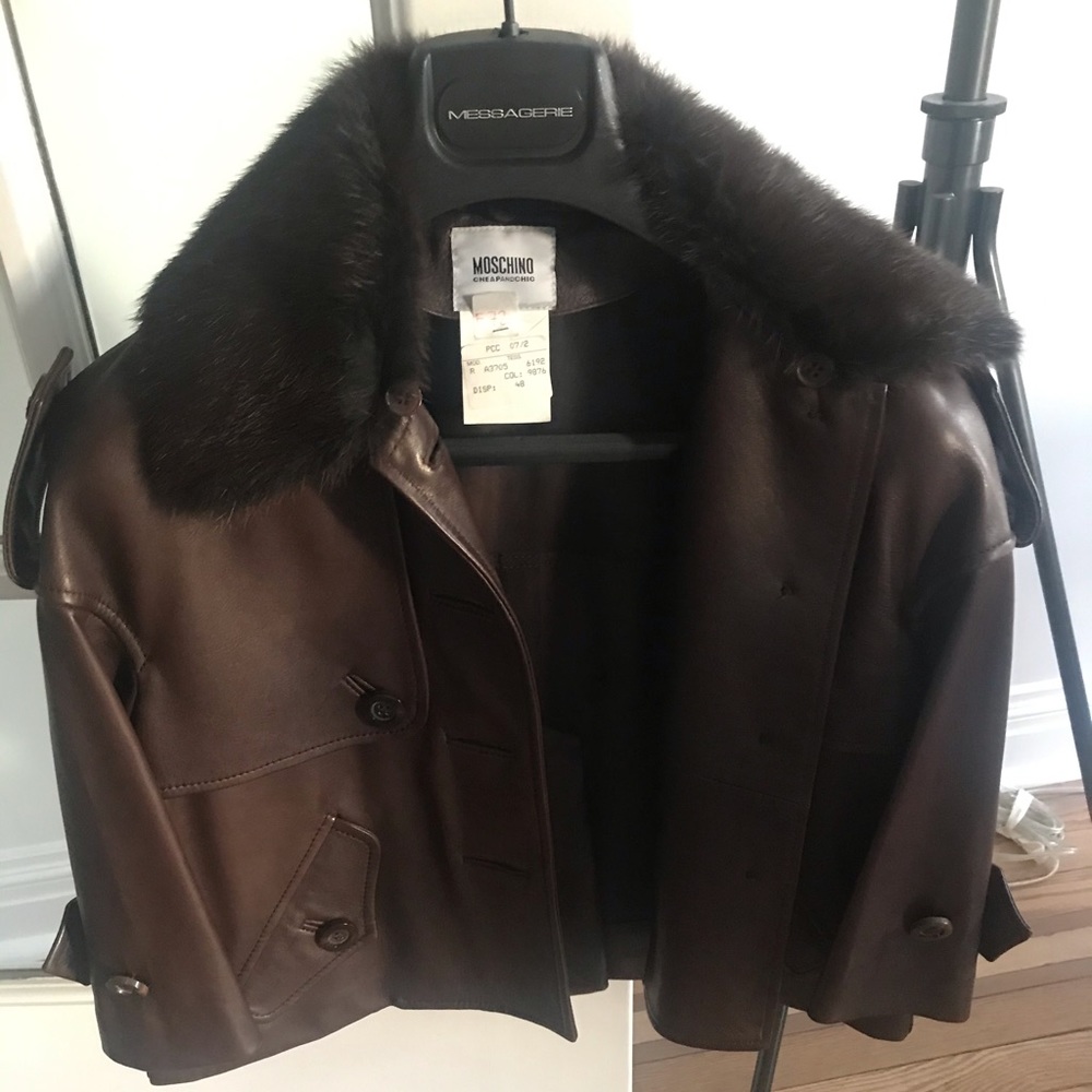 Moschino cropped leather jacket